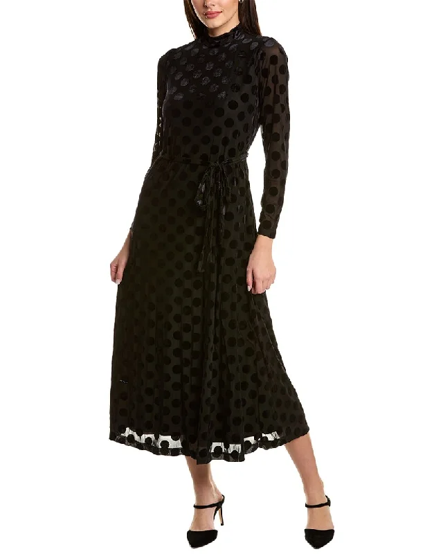 Anne Klein Velvet Polka Dot Midi Dress