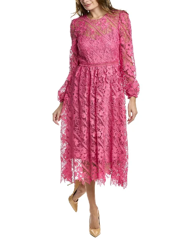 ML Monique Lhuillier Lace Midi Dress