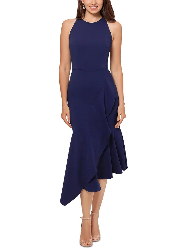 Petites Womens Semi-Formal Midi Cocktail And Party Dress