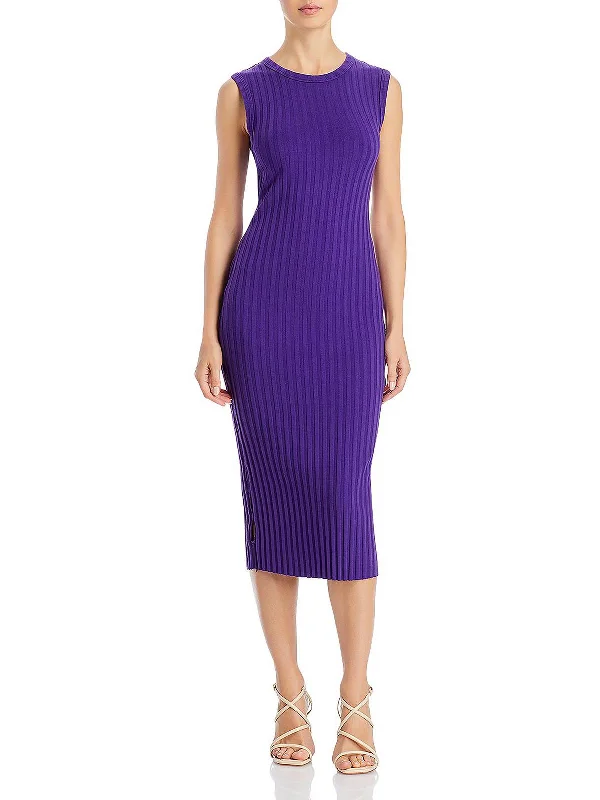 Womens Cut Out Ribbed Midi Dress