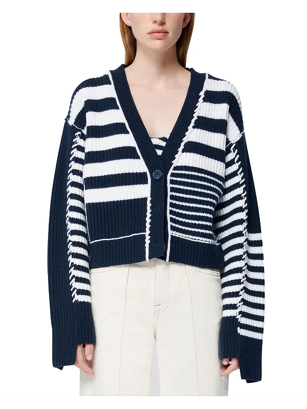 Adara Womens Wool Blend Ribbed Cardigan Sweater