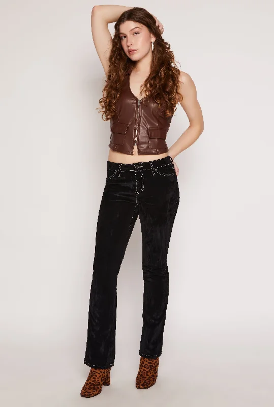 Almost Famous Velvet Flocked Boot Leg Jeans