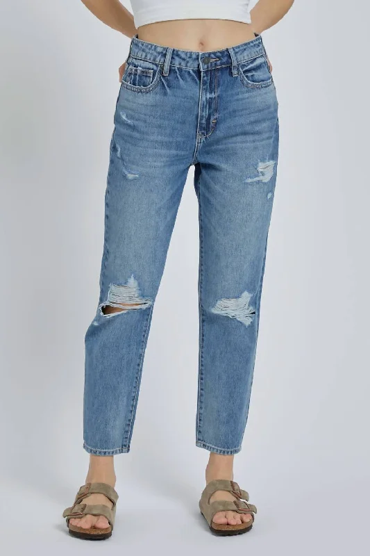 Jayce High Rise Straight Crop Jean In Medium Wash