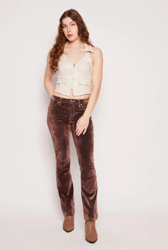 Almost Famous Velvet Flocked Boot Leg Jeans