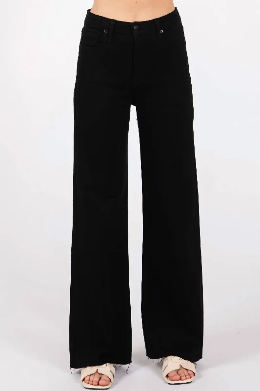 Paola A-Line Scissor Cut Hem Jean In Black