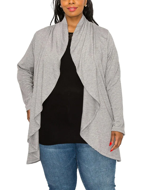 Plus Womens Drapey Open Front Cardigan Sweater