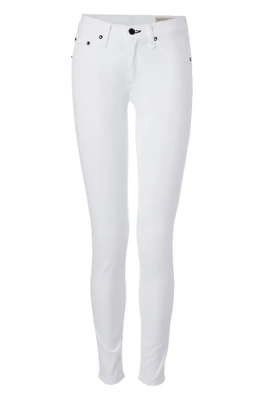 Women Coated Capri Skinny Jeans In White