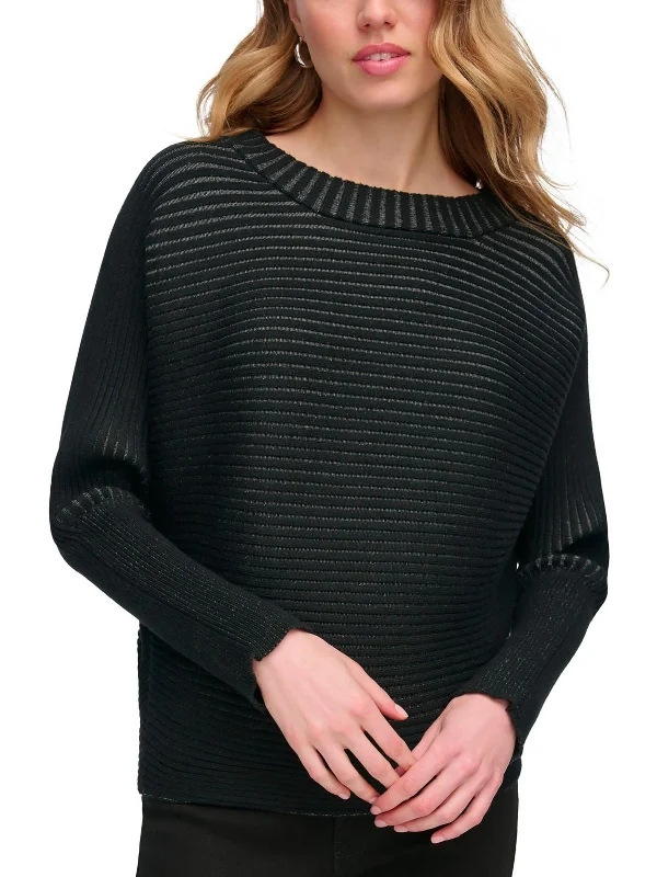 Womens Ribbed Dolman Sleeves Pullover Sweater