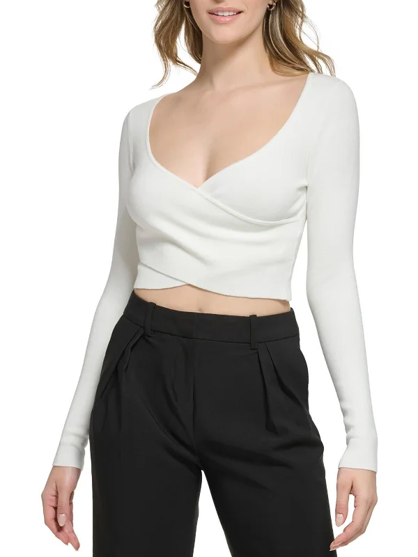 Womens Slim Fit Crop Pullover Sweater